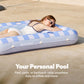 SLOOSH Inflatable Tanning Pool Lounger Float  70 x 46 Pool Floats mature-themed with Pillow  4 in 1 Suntan Tub Raft Floatie Sunbathing Bed Lounge for Water Blow Up Ball Pit Party Gifts  Blue Checker