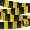 4 Pack 10 Feet Black Gold Foil Fringe Garland Metallic Tinsel Streamers Banner Fringe Curtain Banner for Parade Floats Halloween