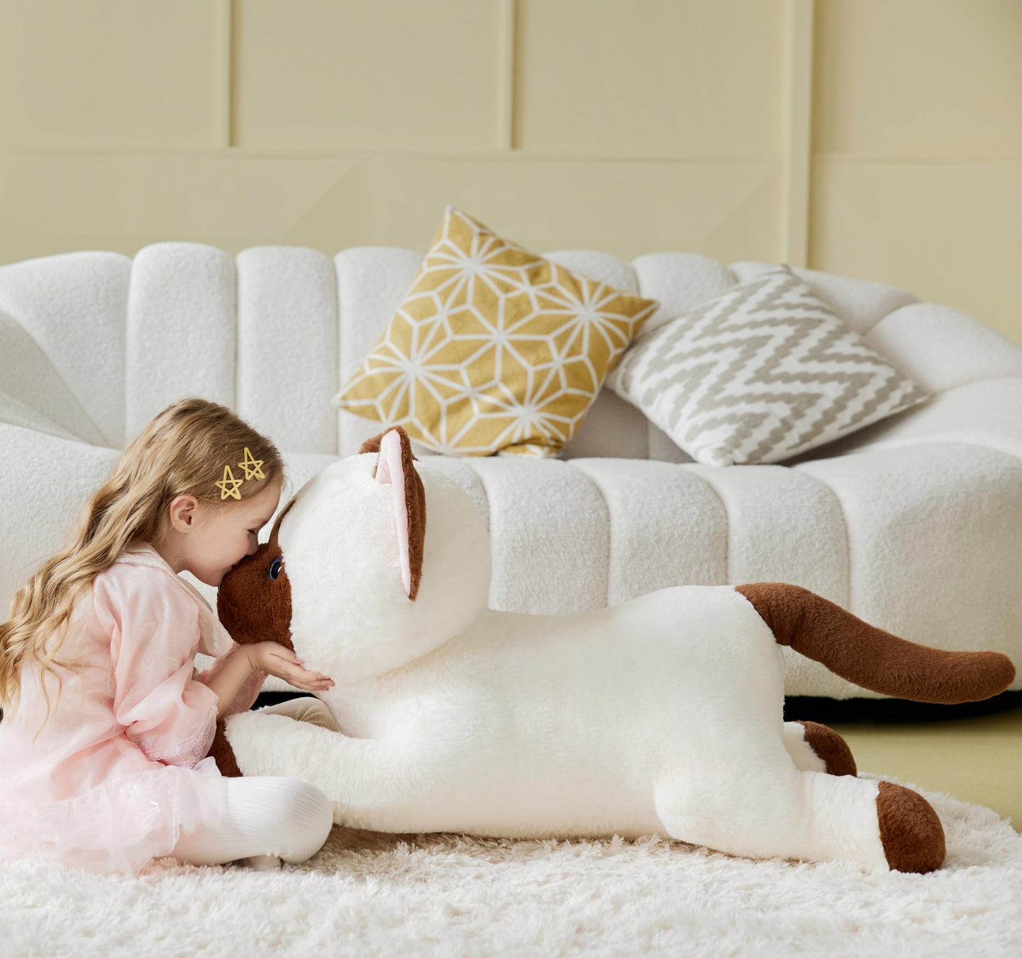 Ikasa Giant Siamese Cat Stuffed Animal Plush Toy,Big Large Jumbo Soft Toys,30' Cute Huge Size Fluffy Plushy Fat Oversized Plushie,Gifts For Kids