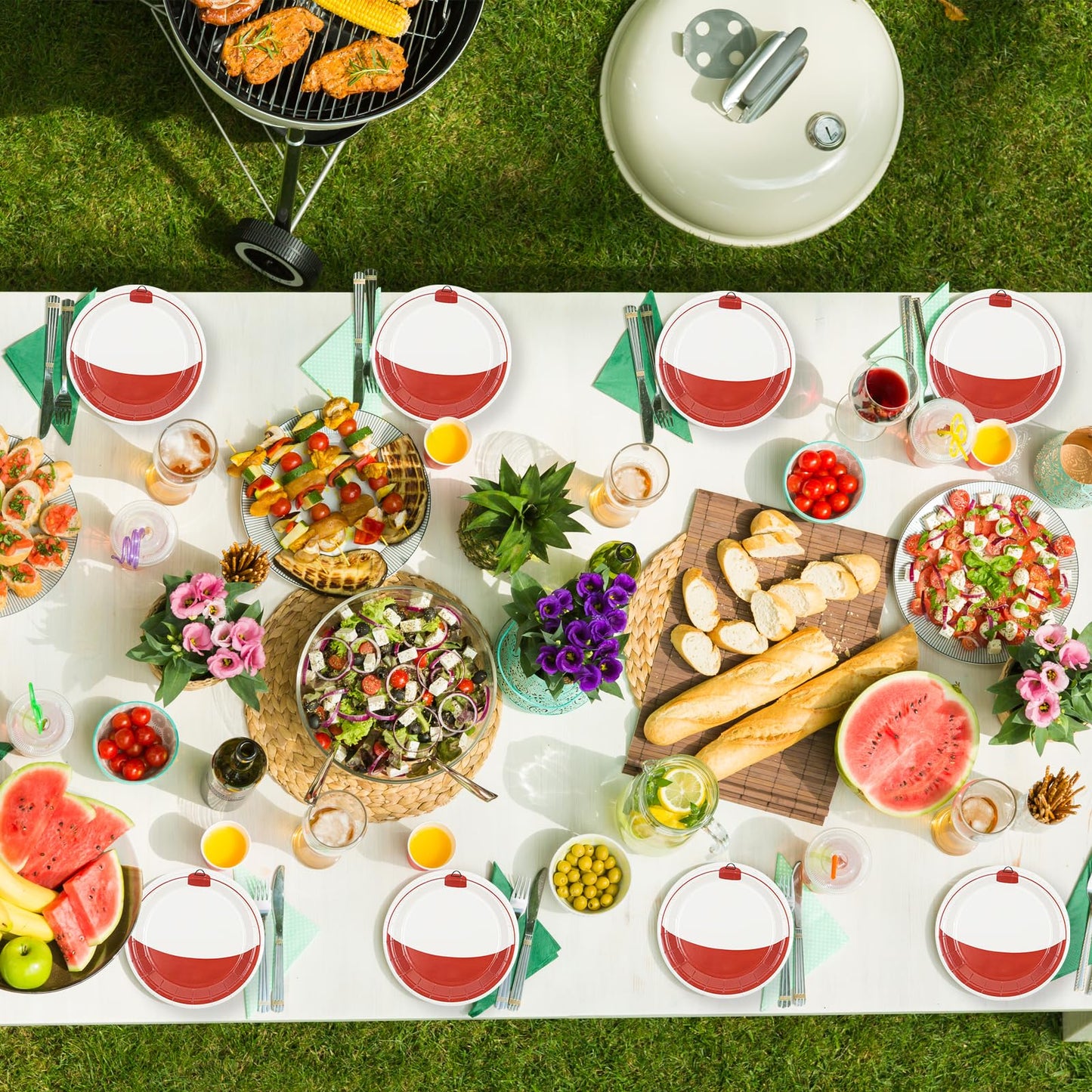 HFBOBP 50PCS Gone Fishing Paper Plates, 7 Fishing Themed Party Dessert Plates Disposable Luncheon Plate Birthday Parties Plate