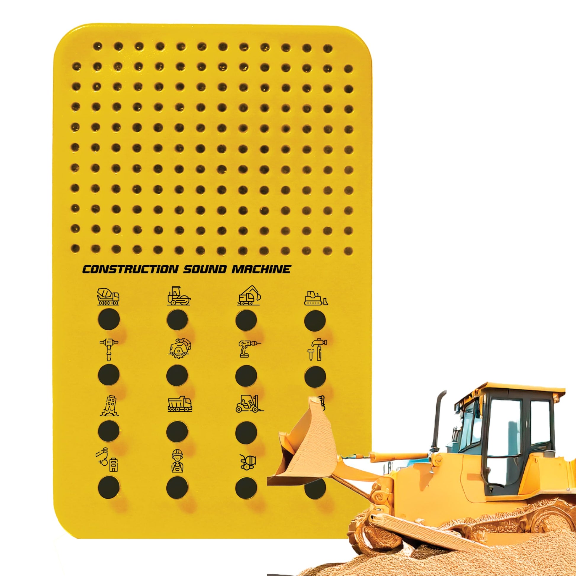 Construction Noisemaker with 16 Vehicle and Tool Sounds, Excavator, Tractor, Bulldozer, Portable Electronic Sound Maker Construc