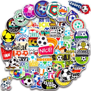 Wakemoodei Soccer Stickers 200Pcs Soccer Sports Stickers For Boys, Waterproof Vinyl Stickers For Water Bottles, Kids Stickers So