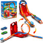 Race Track Toy Car Set with 2 Race Cars 2 in 1 Car Tracks Style with Storage Box Changeable Tracks Toys Birthday Gifts for Kids 3 4 5 6 7 8+Year Old Boys Girls (Red)