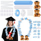 RoundFunny Graduation Candy Leis Making Kit - 82 Pcs Plush Bear, Light Blue & White, Model QIR-RoundFunny-2649