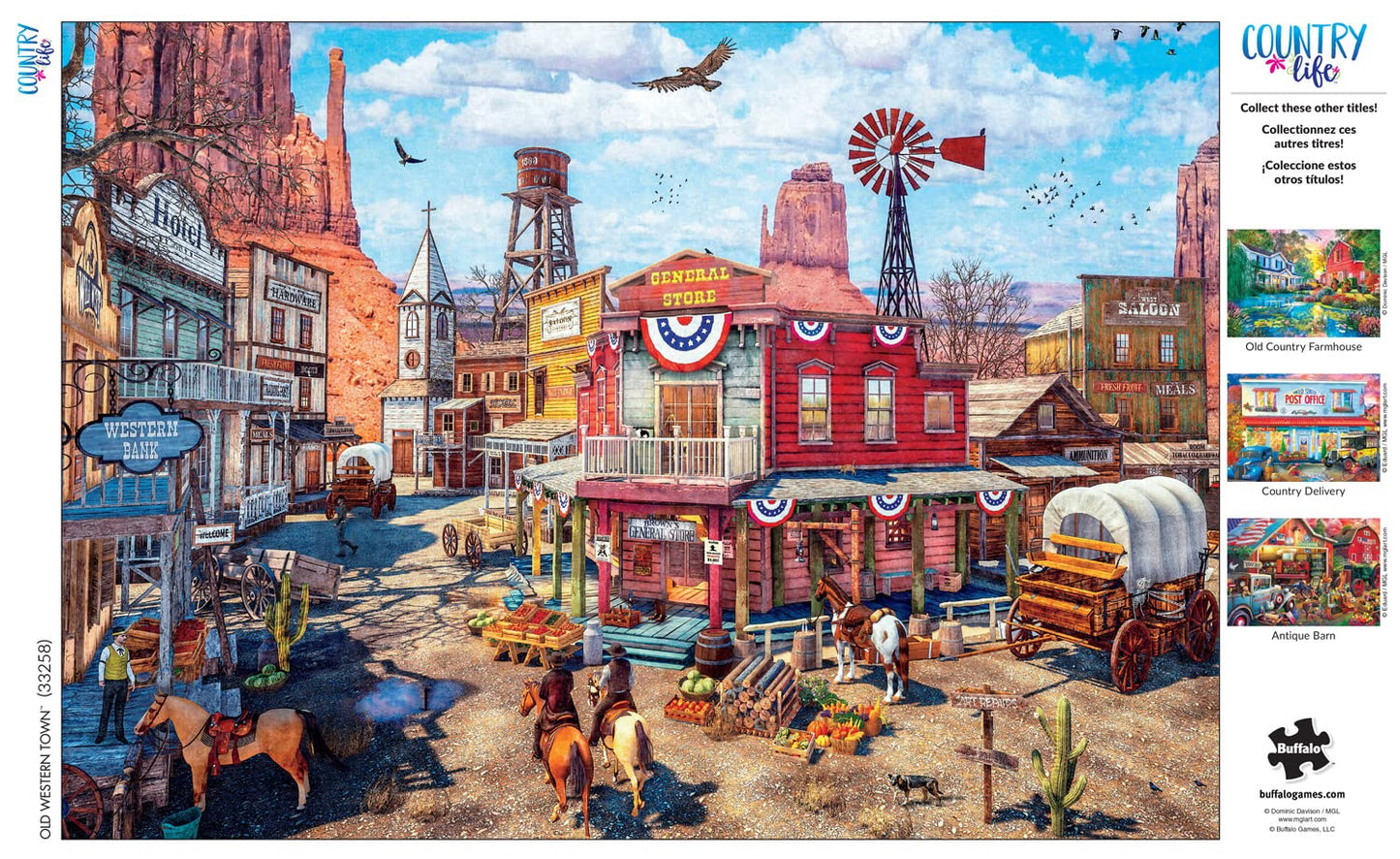 Buffalo Games - Dominic Davison - Old Western Town - 500 Piece Jigsaw Puzzle For Adults -Challenging Puzzle Perfect For Game Nights - Finished Puzzle Size Is 21.25 X 15.00