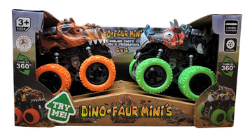 Aeromax Dino-Faur Mini Friction Powered Push N Go Truck Trex And Triceratops 2 Pack (Pbdb-C)