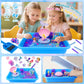 Mermaid Sensory Bin, Play Sand Art Kit with Sandbox & Accessories & Tools & Colorful Sea Shell Conch Starfish Gems Toys Set, Ind