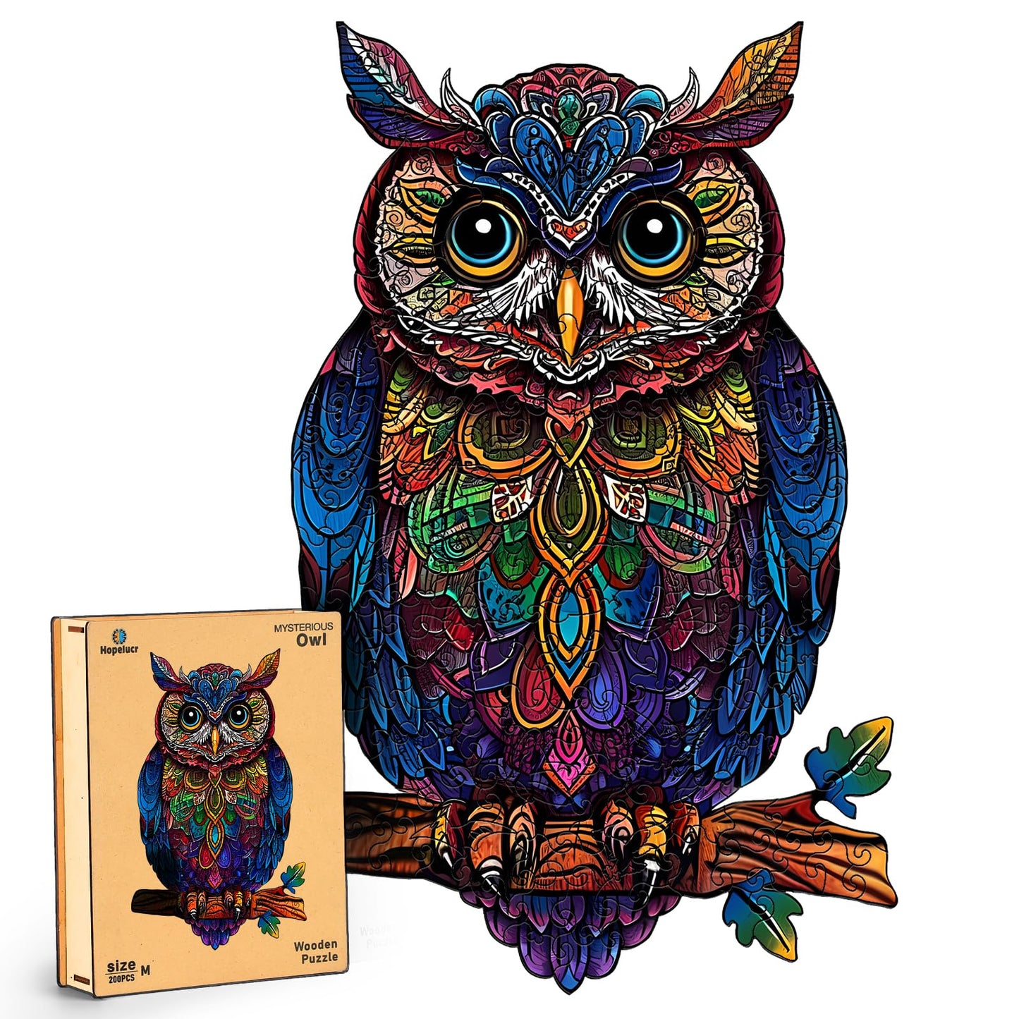 Wooden Puzzles for mature-themeds  Unique Shaped Animal Jigsaw Puzzles  Owl Wood Puzzles mature-themed  Birthday Gifts for mature-themed and Kids  200 Piece 11.14?7.28