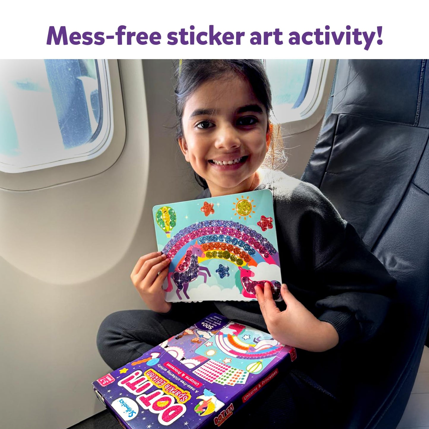 Skillmatics Dot It Sticker Art - Unicorns & Princesses, 500+ Sparkly Stickers, Mess-Free Fun for Kids, DIY Scrapbooking Craft Ki