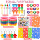 LiYiQ 122 Pcs Dog Paw Party Favors with Reusable Drinking Straws Paw Print Rubber Bracelets Keychains Stamps Dog Paw Button Pins