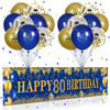 80Th Birthday Decorations For Men Women Blue And Gold,Navy Blue Gold Birthday Party Yard Banner 18 Pcs 80Th Happy Birthday Balloons For 80Th Anniversary Birthday Party Supplies Christmas Outdoor Decor