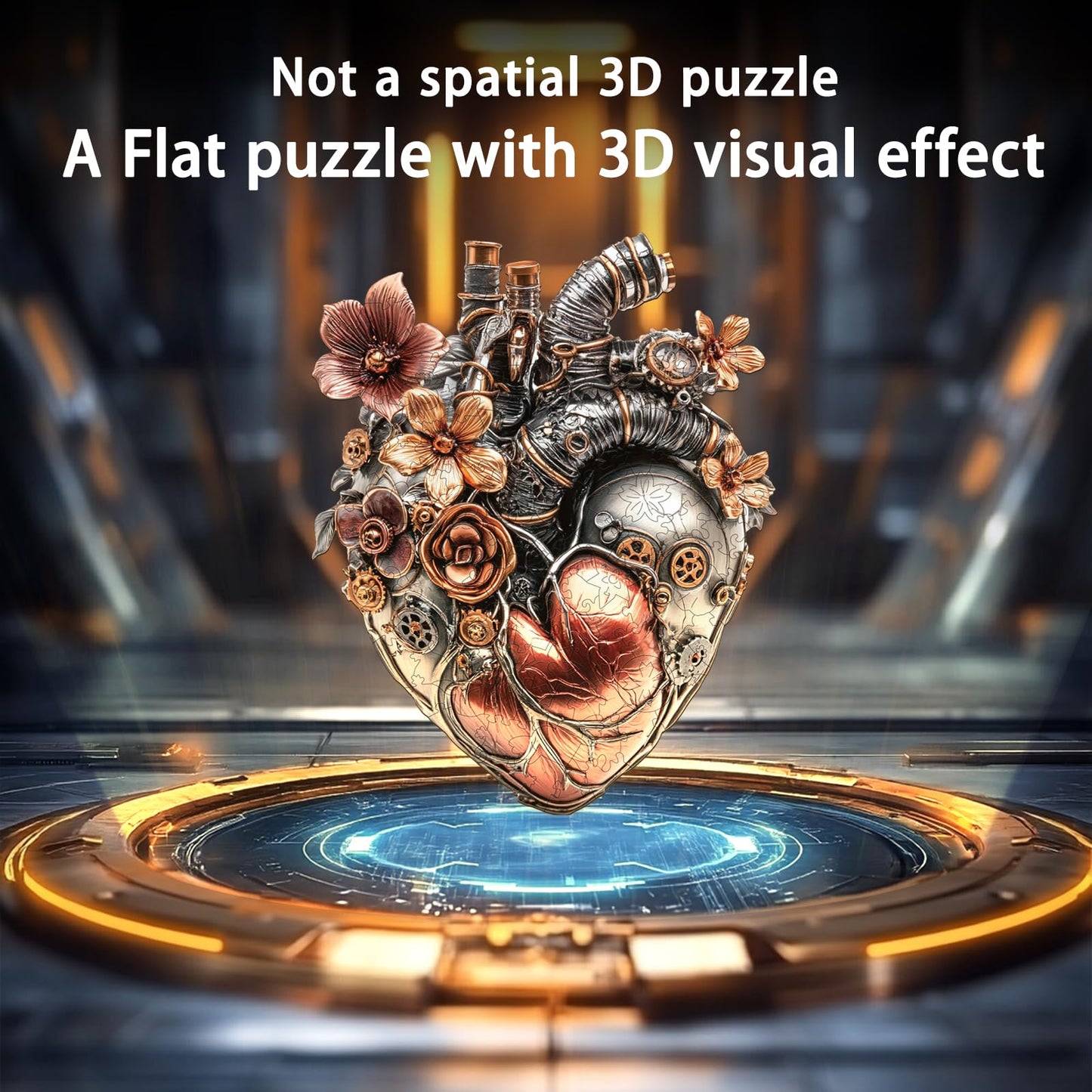 Wooden Puzzles for mature-themeds  Mechanical Heart Wooden Jigsaw Puzzle  Unique Shaped Wood Puzzles mature-themed  Fun Gifts for Mother's Day  Heart Puzzle Home Decor (M-12 * 9.6in 155 Pieces)