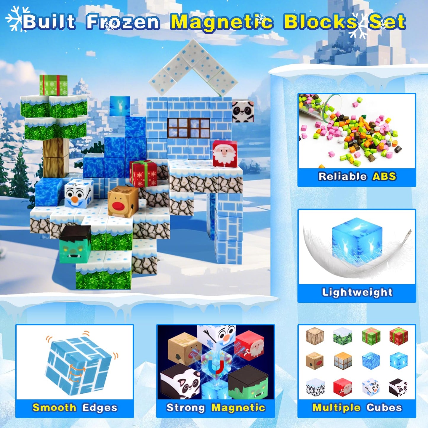 Aleath 100Pcs Magnetic Building Blocks-For Kids, Chirstmas Build Magnet World Set For 3-10 Years Old Boys & Girls Magnetic Build