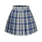 Womens Short Pleated Plaid Costumes Skirt(Blue White Mixed Light Blue,2Xl)