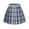Womens Short Pleated Plaid Costumes Skirt(Blue White Mixed Light Blue,2Xl)