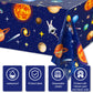 3 Pieces Space Tablecloth Decorations Plastic Outer Solar System Table Cover Planet Design for Kids Space Theme Birthday Party D