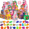 SURCVIO 28 Pack Valentines Day Gifts for Kids, Mochi Squishies Party Favor Set with Greeting Card Boxes for Kids, Valentine Anim