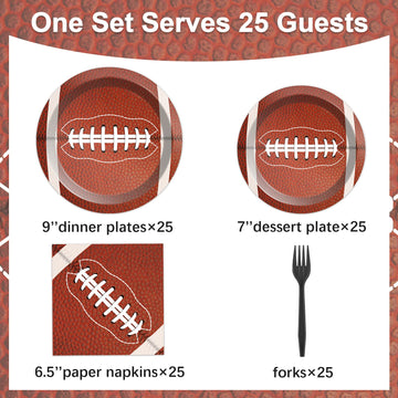 100Pcs Football Party Plates And Napkins Tableware Set For 25 Guests Football Birthday Party Pape Supplies Favors For Sports Fan