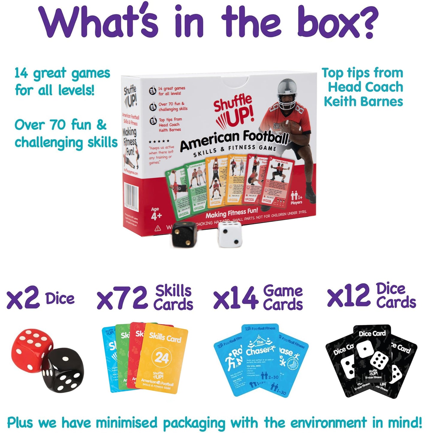 Shuffle Up American Football Card Game - Kids Outdoor Garden Games with 70+ Fun & Active Fitness Workout Cards  American Football Gifts for Boys & Girls  Fun Family Games