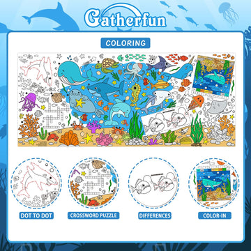 Gatherfun Under The Sea Party Giant Coloring Poster - 31.5X 72 Inches - Versatile Classroom Wall D  Cor & Birthday Activity - Se