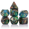 Glitter Blue Green Brown Mixed Colour Dice Set, Polyhedral Dice Set Filled with Shiny Glitters, Polyhedral DND Dice Set for Dung