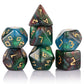 Glitter Purple Green Mixed Colour Dice Set, Polyhedral Dice Set Filled with Shiny Glitters, Polyhedral DND Dice Set for Dungeons