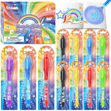 Giftinbox Invisible Ink Pen With Uv Light For Kids, Valentines Day Gifts For Kids Classroom, 12Pcs Spy Pen Party Favors For Kids 4-8 8-12, Kids Valentines Day Gifts For School Class Goody Bag Stuffers