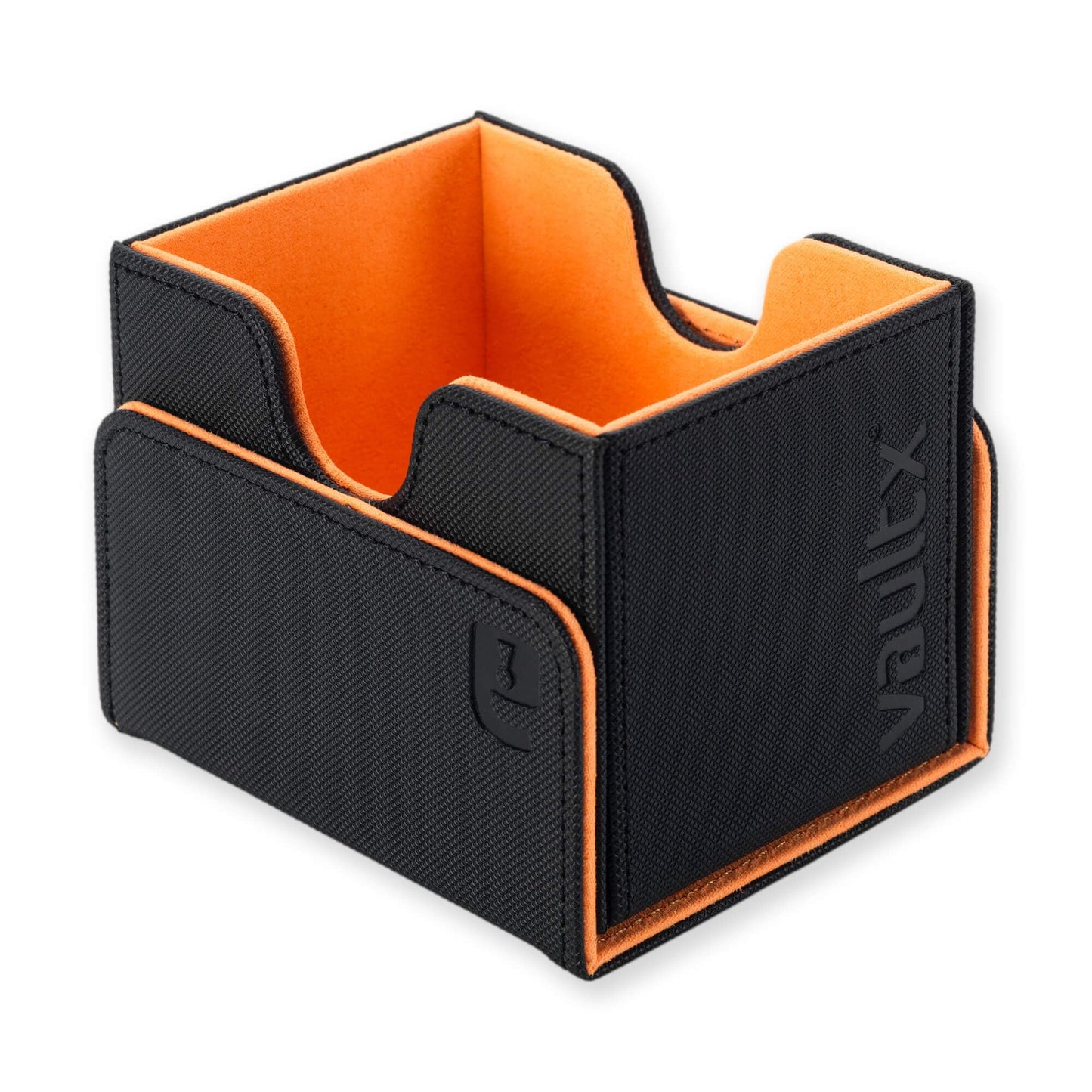 Vault X Exo-Tec® Modular Sideloading Deck Box Module For 100+ Tcg Cards. Detachable Magnetic Lid. Fits Commander & Standard Trading Cards. (Black/Electric Orange)