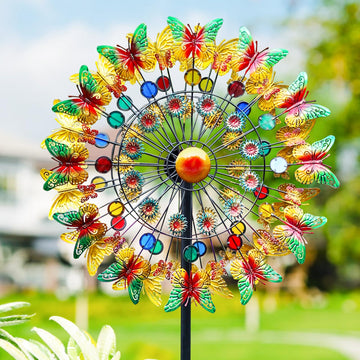 Lairander Butterfly Outdoor Wind Spinners, 84'' Large Garden Wind Spinner, Metal Yard Art Wind Sculptures & Spinners, Garden Dec