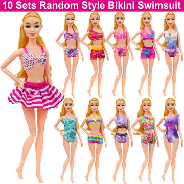 Ecore Fun 35 Pcs Doll Clothes Swimwear Beach Bathing Kit Including 10 Bikini Swimsuit 2 Swimming Ring 4 Fashion Glasses 10 Pairs Shoes 1 Surf Skateboard 8 Doll Accessories For 11.5 Inch Doll
