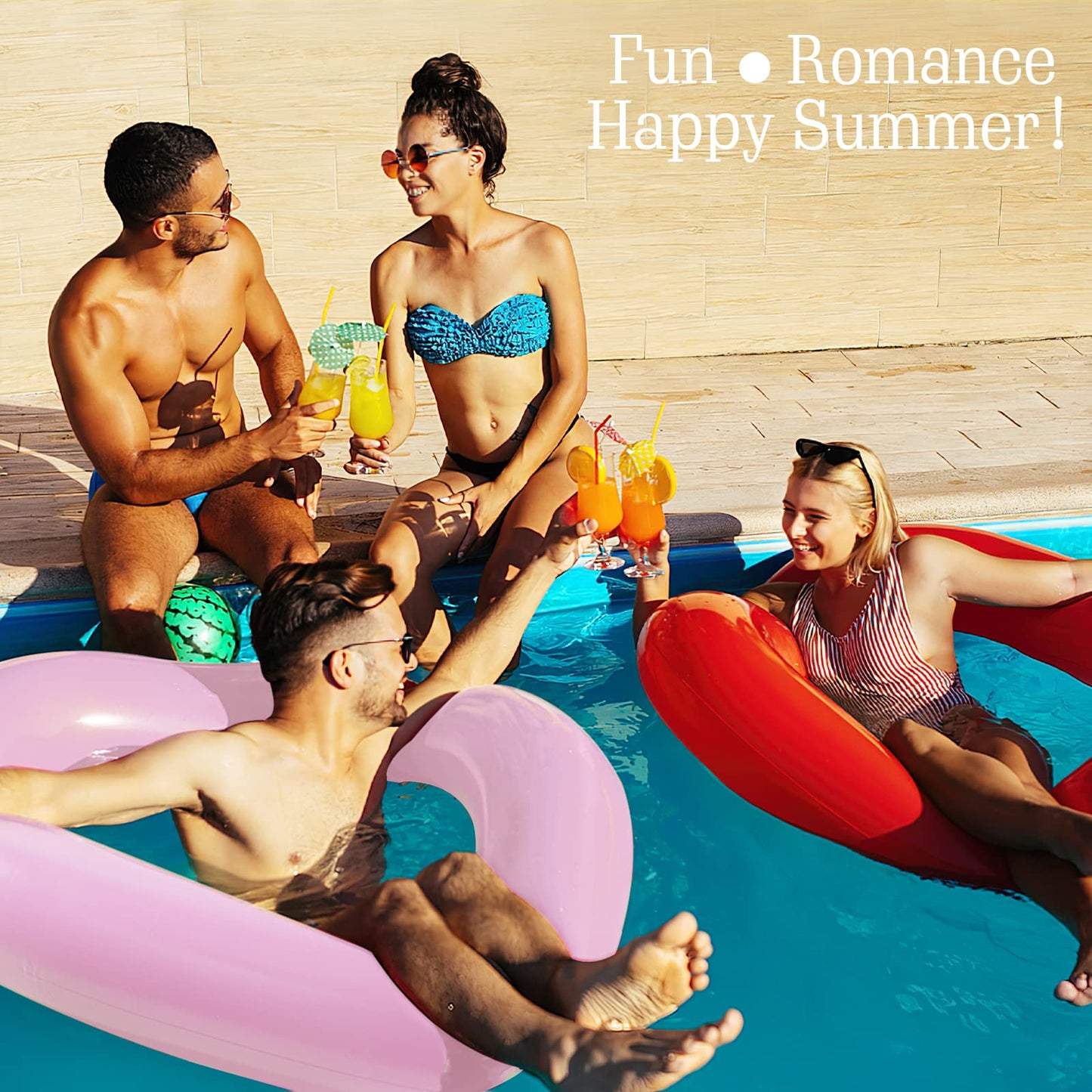 HeySplash Adult Heart Inflatable Pool Float - Large Pink Swim Ring for Bachelorette Party & Beach Fun