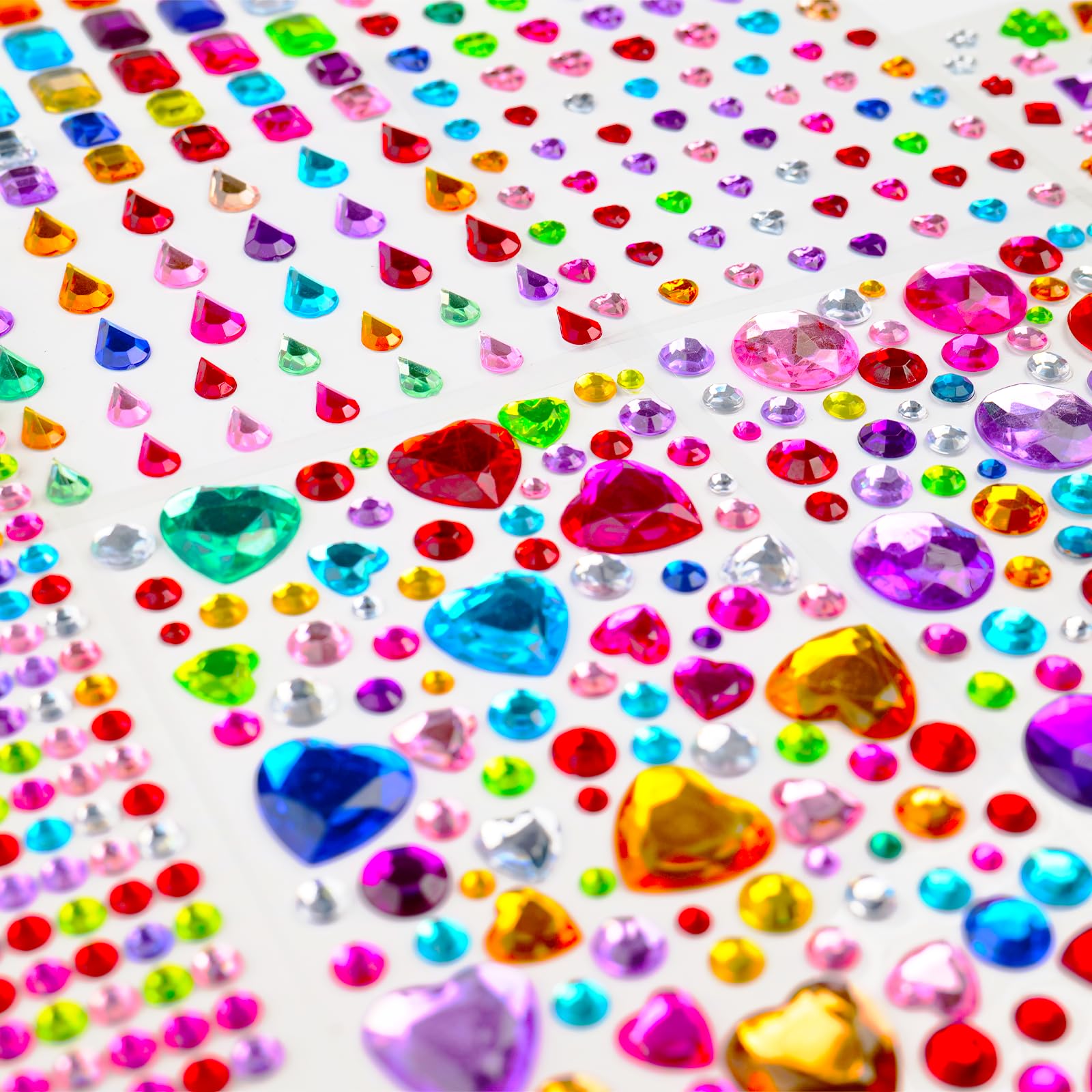 3500pcs Gem Stickers Jewels for Crafts,12 Sheets Rhinestone Stickers for DIY Craft,Stick on Gems Rhinestones for Crafts, Kids Ar