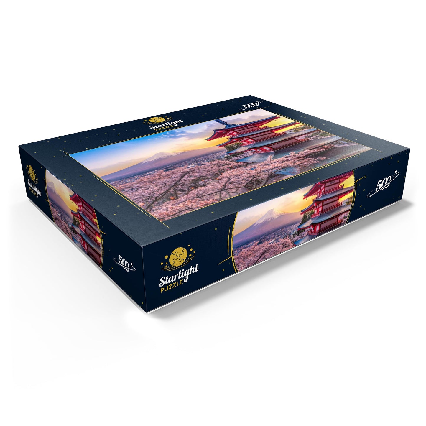 MyPuzzle Beautiful View of Mount Fuji and Chureito Pagoda at Sunset - enhanced 500 Piece Jigsaw Puzzle for mature-themeds