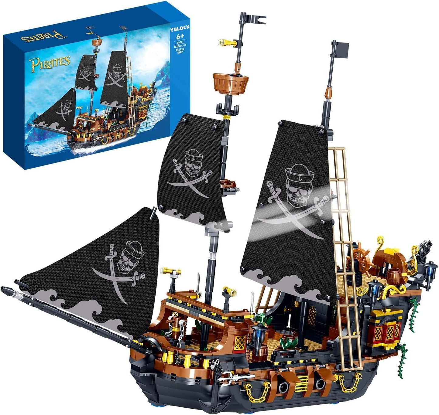 YBLOCK Pirates Ship Building Mini Blocks Set  Pirate Brick Toy Set Building Blocks for Boys 8-14  Gift for Kids & mature-themed Collections Enthusiasts (1328 Pieces)