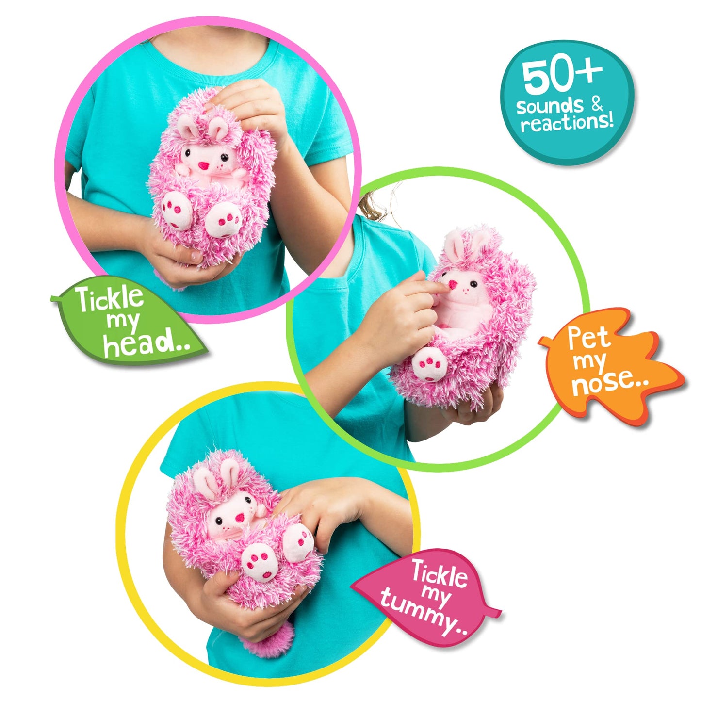 Curlimals Bibi The Bunny - Interactive, Animated, Talking, Giggling Toy Pet, Over 50 Sounds, 5'' Plush - New 2023 - Best Birthda