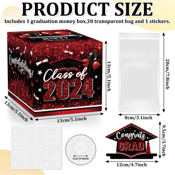 Graduation Money Box For Cash Gift Pull, Black Red Money Pull Box Gift 2024 Grad Suprise, Funny Graduation Party Gift Pull Money