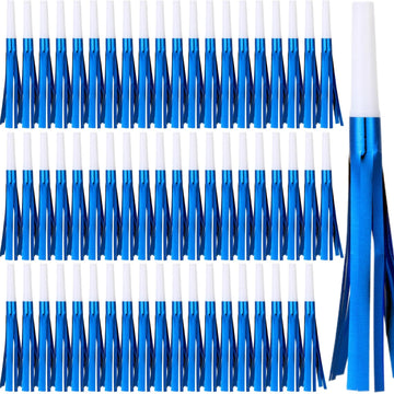 LCPQMZGH 60 Pcs Gold Noise Makers, Metallic Fringed Noise Makers for New Year Party Favor Supplies (Blue)
