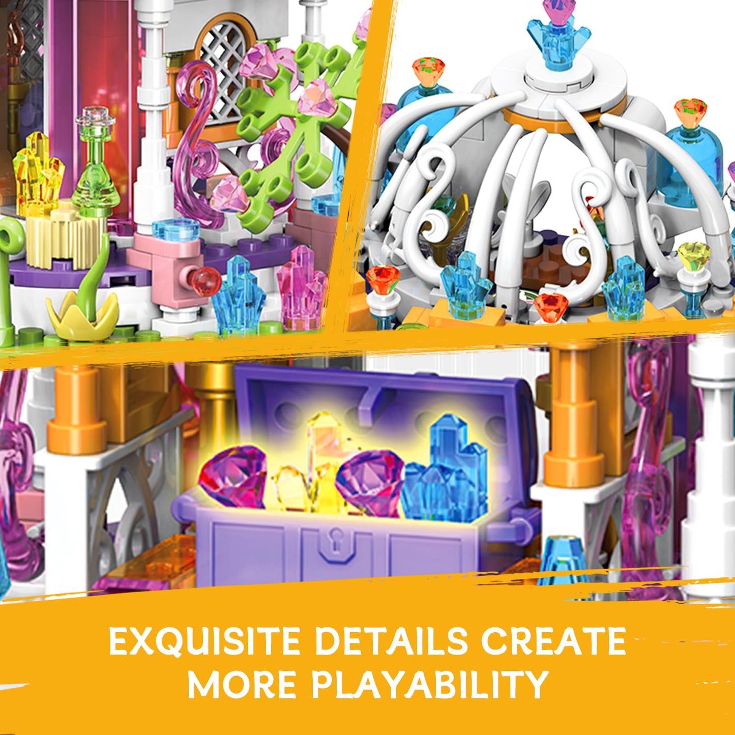 Jiutong Girls Princess Castle Building Set With Led Light,Friends Construction Educational Xmas Gift Toy For Kids Age 6-12 And U