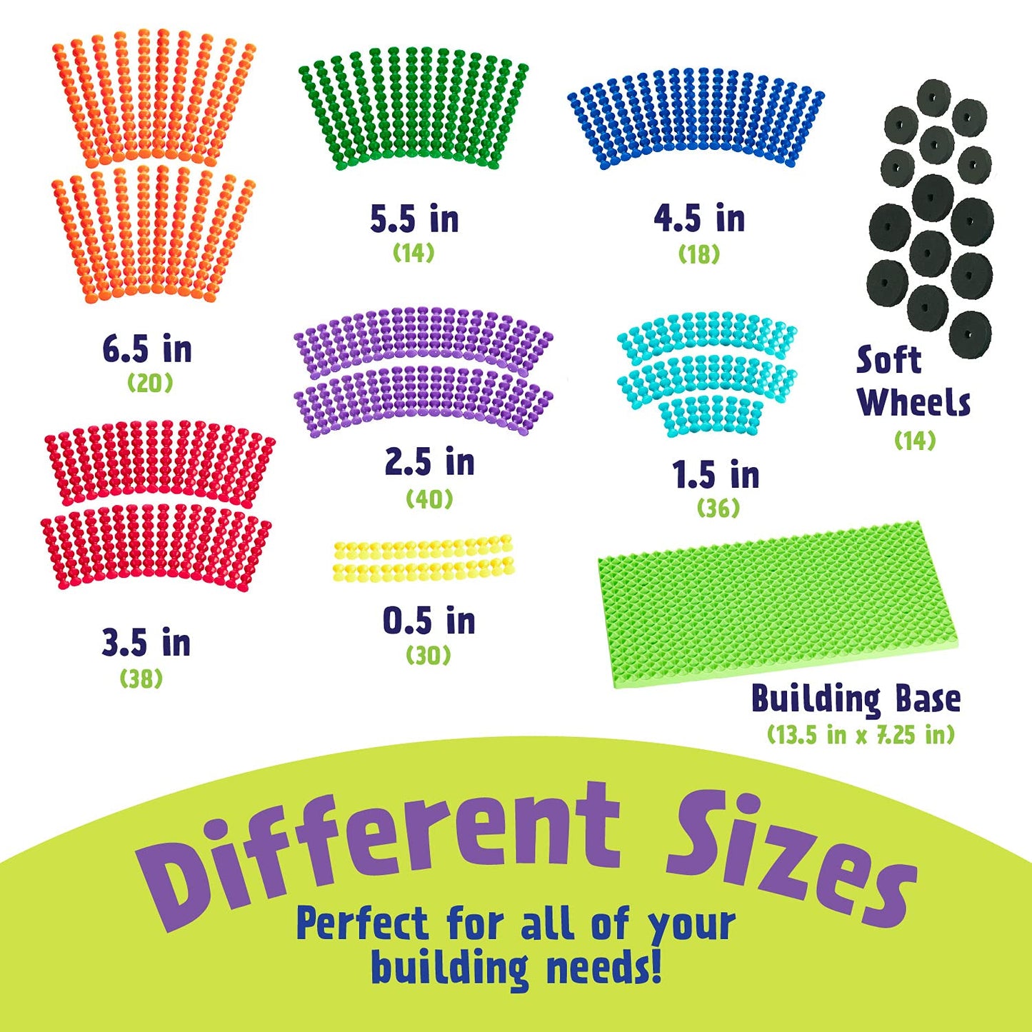 POPULAR PLAYTHINGS Playstix Construction Toy Set, 211 Pieces, STEM Kit, Multicolor, Model 90001, Plastic Building Blocks