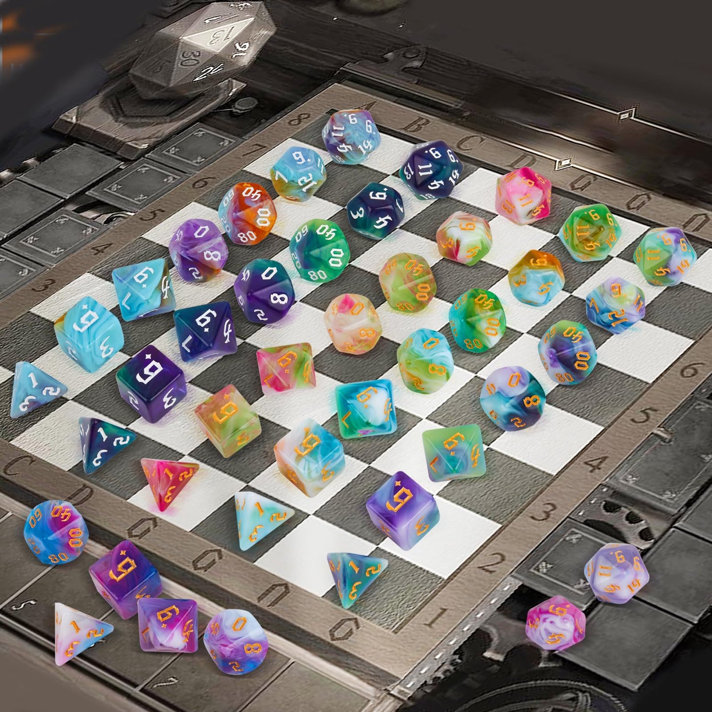 Dnd Dice Set,8X7 (56 Pieces) Polyhedral Dice With A Large Drawstring Bag Great For Dungeons And Dragons, Role Playing Rpg Mtg Ta