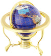 Unique Art 10-Inch Tall Table Top Blue Crystallite Ocean Gemstone World Globe With Gold Tripod Stand
