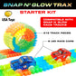 Usa Toyz Glow Tracks Starter Kit Race Tracks And 2 Led Toy Cars - 216Pk Glow In The Dark Bendable Flexible Rainbow Race Track Set With 2 Light Up Car Toys, Stem Building Toys For Boys And Girls