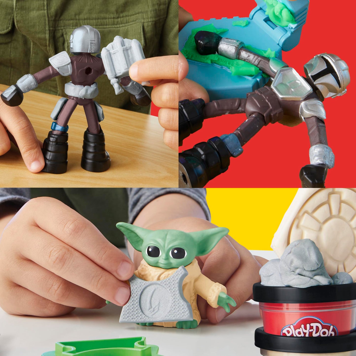 Play-Doh Star Wars: The Mandalorian Launching Speeder Playset, Bendy Grogu & 4 Inch Mando Action Figures, Imagination Toys for 4