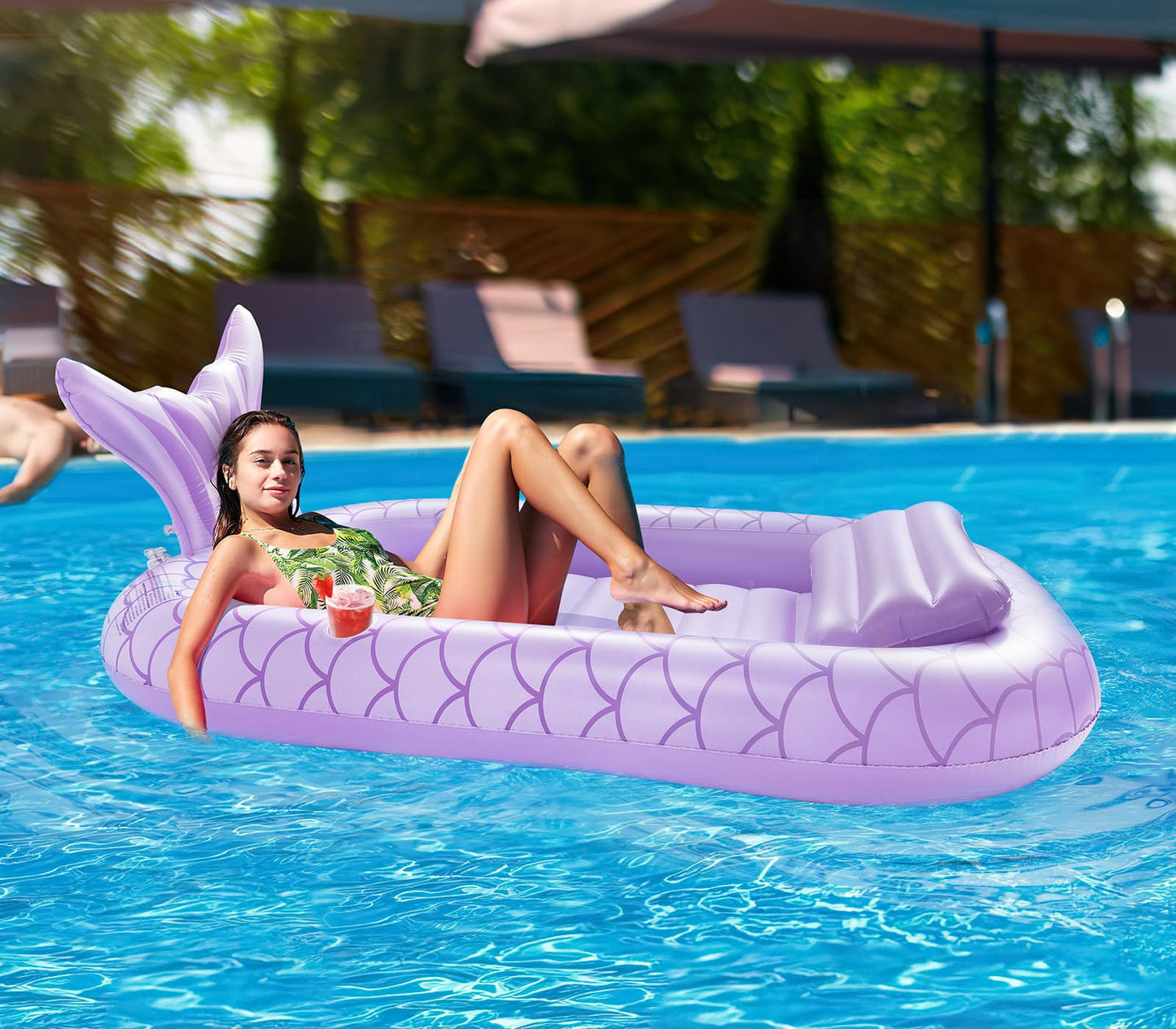 Heysplash Inflatable Tanning Lounger Float - Adults' Swimming Pool Float, Purple