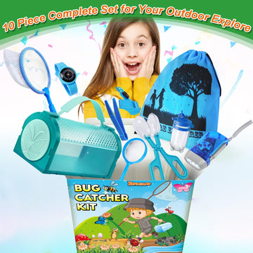 Yopinsand Bug Catcher Kit & Outdoor Explorer Kit For Kids, 11 Pcs Bug Catching Kit With Toy Cage, Backpack, Flashlight, Manifyin