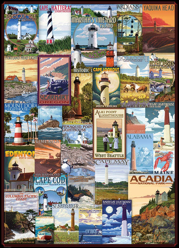 Eurographics Lighthouses Vintage Ads Puzzle (1000 Piece), 6000-0779 , Blue