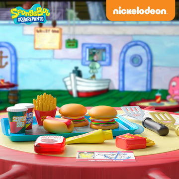 Lollipop Spongebob Kids Kitchen Playset - Interactive Play Food with Burgers, Shake & Fries for Ages 3-5, Multi Color