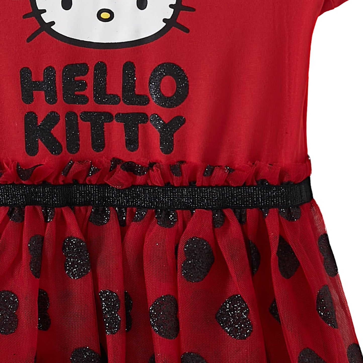 Hello Kitty Sanrio Girls Cosplay Hooded Tulle Dress for Toddler and Big Kids Red/White