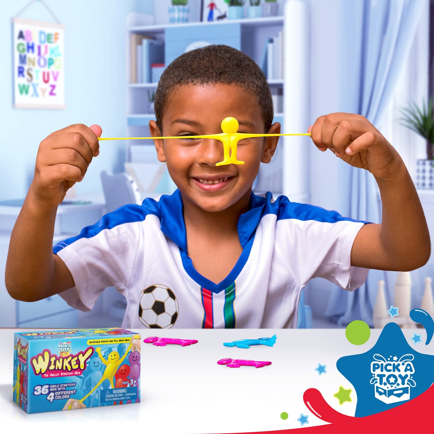 Pick A Toy Stretchy Happy Man Toy Party Favors For Kids: Sensory Toys Set Of 36 - Classroom Small Prizes For Birthday Goody Bag And Easter Stuffers