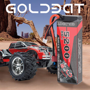 GOLDBAT 5200mAh 80C 2S 7.4V RC LiPo Battery Hard Case with Deans Plug for RC Evader BX Car RC Truck RC Truggy Racing (2 Packs)